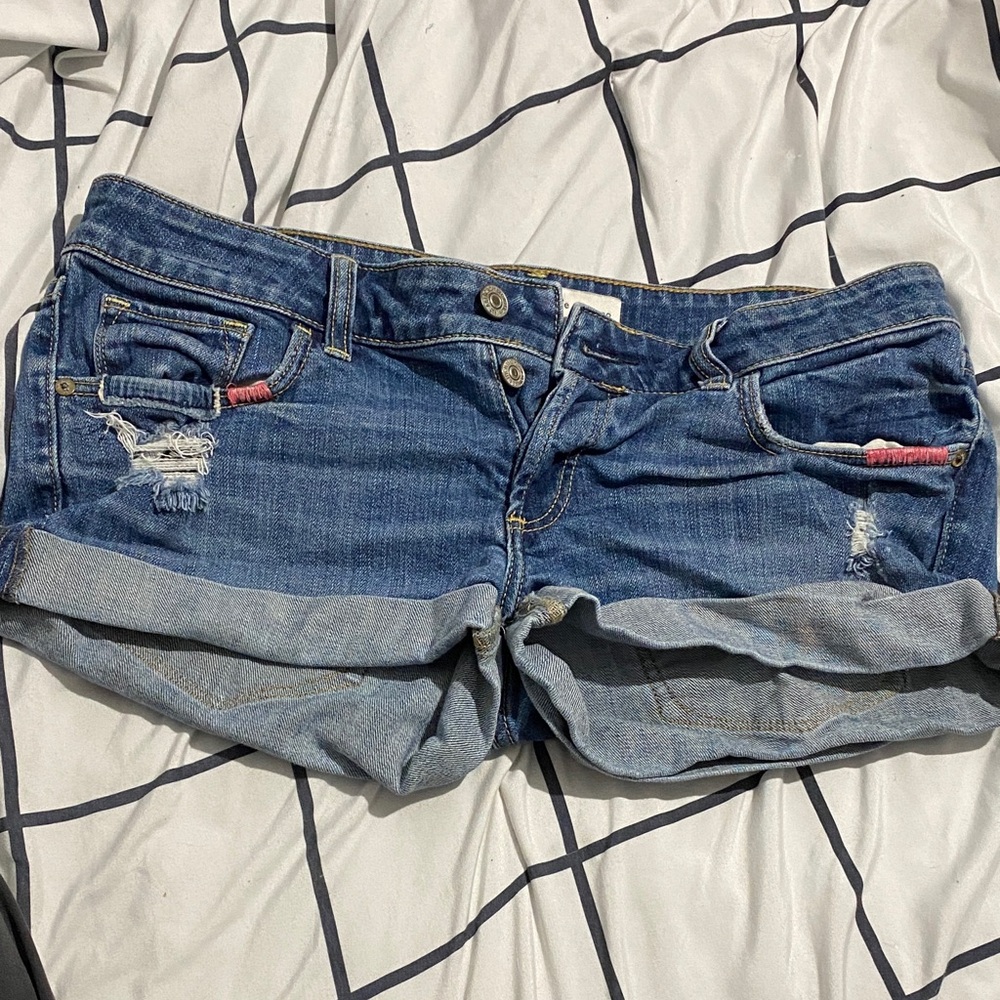 Abercrombie & Fitch Distressed Blue Jean Shorts